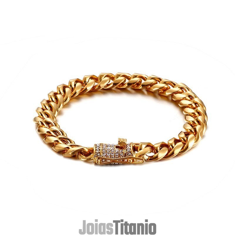 Pulseira Masculina De Titânio Com Diamante Hip-Hop Tide Pulseira Masculina De Titânio Com Diamante Hip-Hop Tide