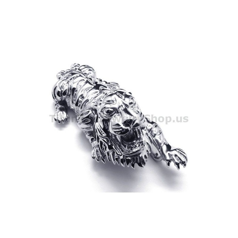 Pingente Tigre De Titânio Puro - Corrente Grátis