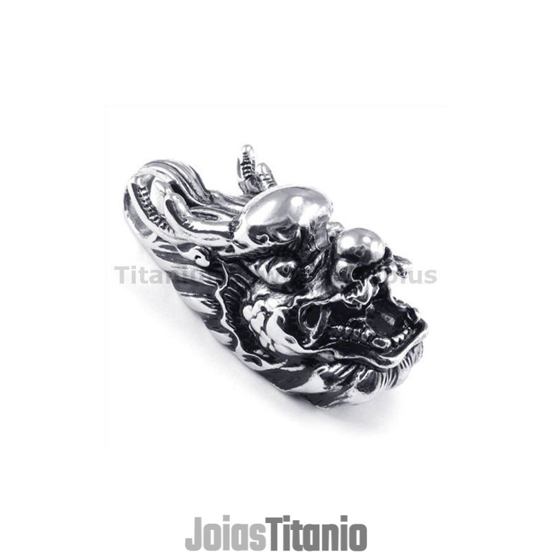 Pingente De Cabeça De Titânio Loong - Corrente Grátis Pingente De Cabeça De Titânio Loong - Corrente Grátis