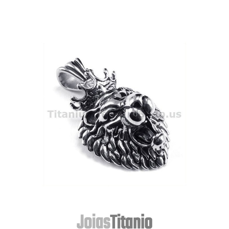 Pingente De Cabeça De Rei Leão De Titânio - Corrente Grátis Pingente De Cabeça De Rei Leão De Titânio - Corrente Grátis