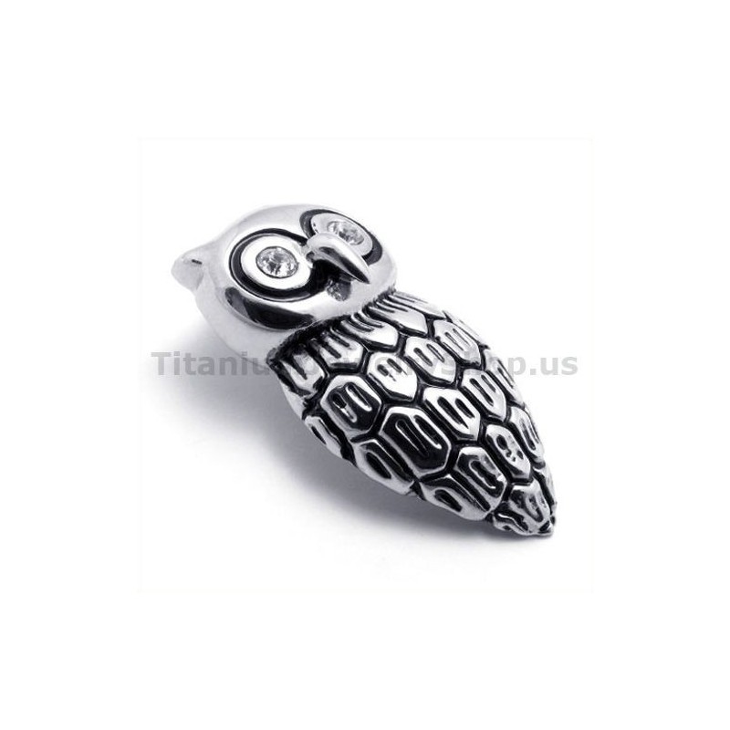 Pingente De Coruja De Titânio Com Diamante - Corrente Grátis Pingente De Coruja De Titânio Com Diamante - Corrente Grátis