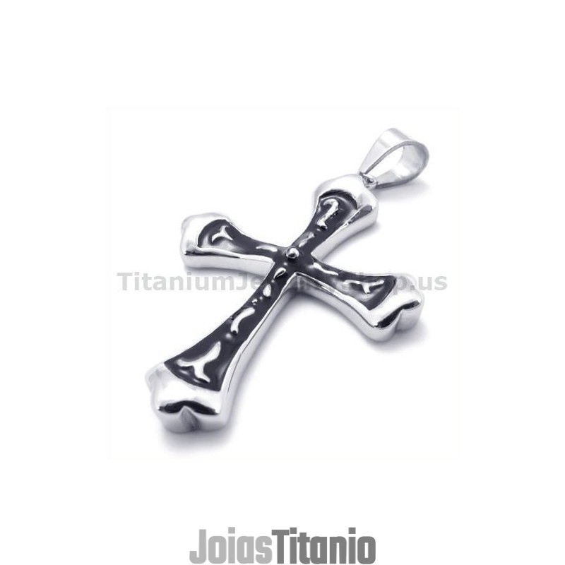 Pingente De Cruz De Titânio Preto - Corrente Grátis Pingente De Cruz De Titânio Preto - Corrente Grátis