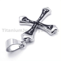 Pingente De Cruz De Titânio Preto - Corrente Grátis