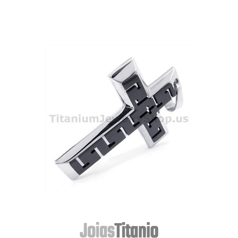 Pingente De Cruz De Titânio Preto - Corrente Grátis Pingente De Cruz De Titânio Preto - Corrente Grátis