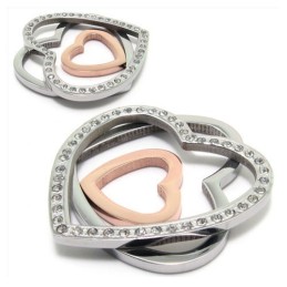 Colar Com Pingente De Diamante Em Titânio Em Formato De Três Corações