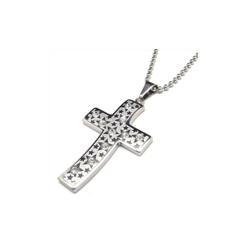 Colar Com Pingente De Cruz De Diamante De Titânio Para Homens Colar Com Pingente De Cruz De Diamante De Titânio Para Homens