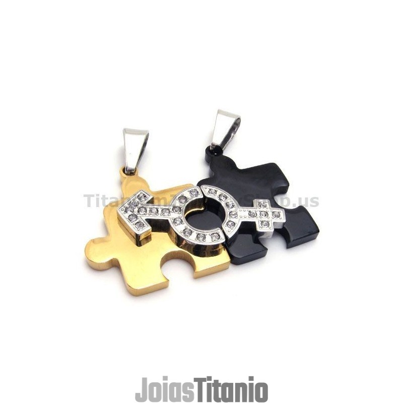 Pingentes De Titânio Quebra-Cabeça Com Correntes Sem Diamantes Pingentes De Titânio Quebra-Cabeça Com Correntes Sem Diamantes