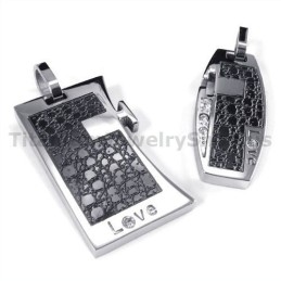 Pingentes Love Black Titanium Lovers Com Correntes Sem Diamantes