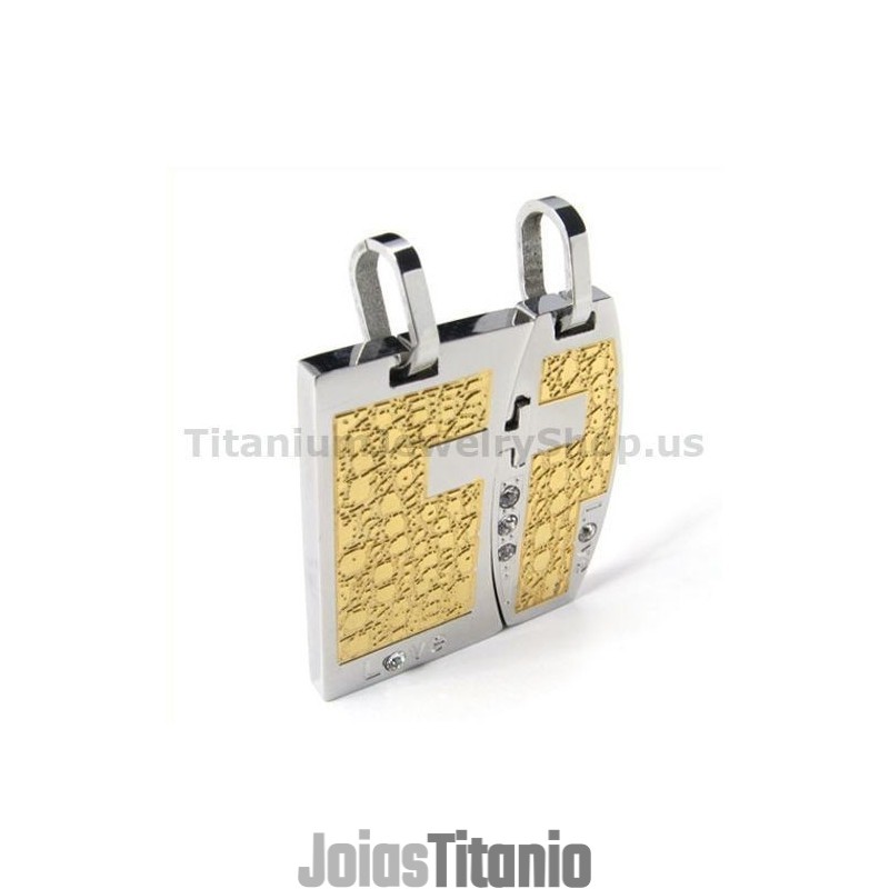 Pingentes Love Gloden De Titânio Com Correntes Sem Diamantes Pingentes Love Gloden De Titânio Com Correntes Sem Diamantes