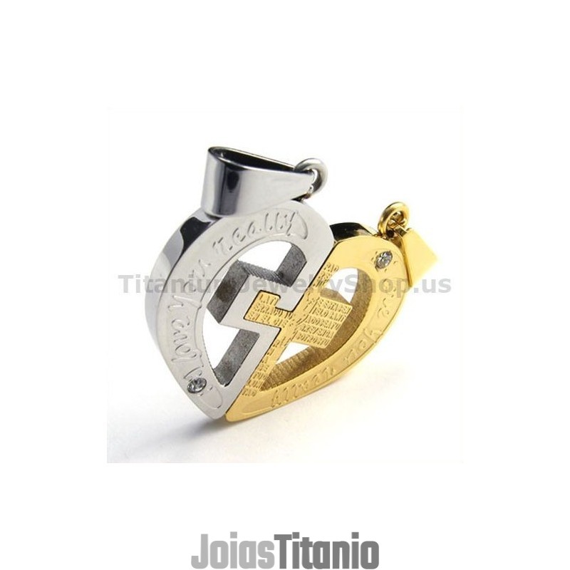 Pingentes De Titânio Love You Real Gloden Com Correntes Sem Diamantes