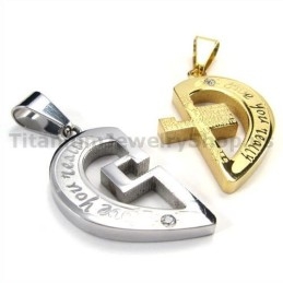 Pingentes De Titânio Love You Real Gloden Com Correntes Sem Diamantes