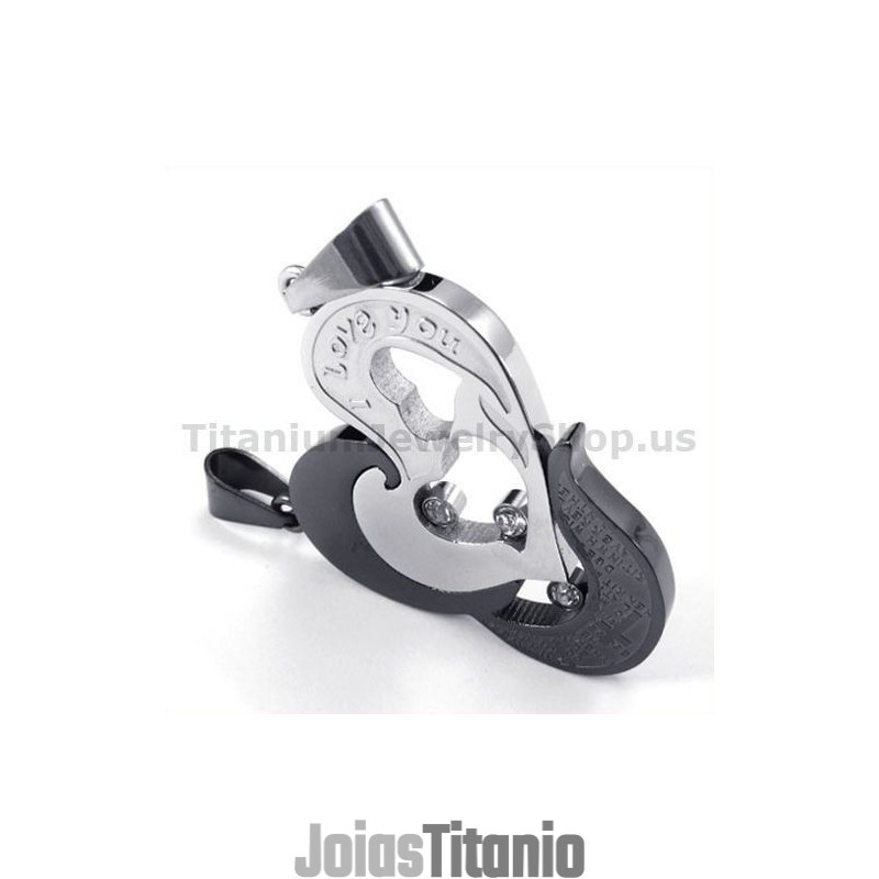 Pingentes De Titânio Preto Com Pingentes De Coração E Cruz Para Amantes Com Correntes Sem Diamantes