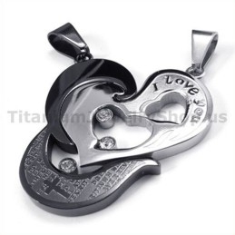 Pingentes De Titânio Preto Com Pingentes De Coração E Cruz Para Amantes Com Correntes Sem Diamantes