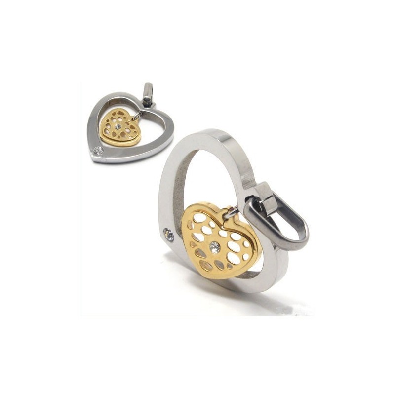 Colar Com Pingente De Diamante Em Titânio Em Formato De Coração