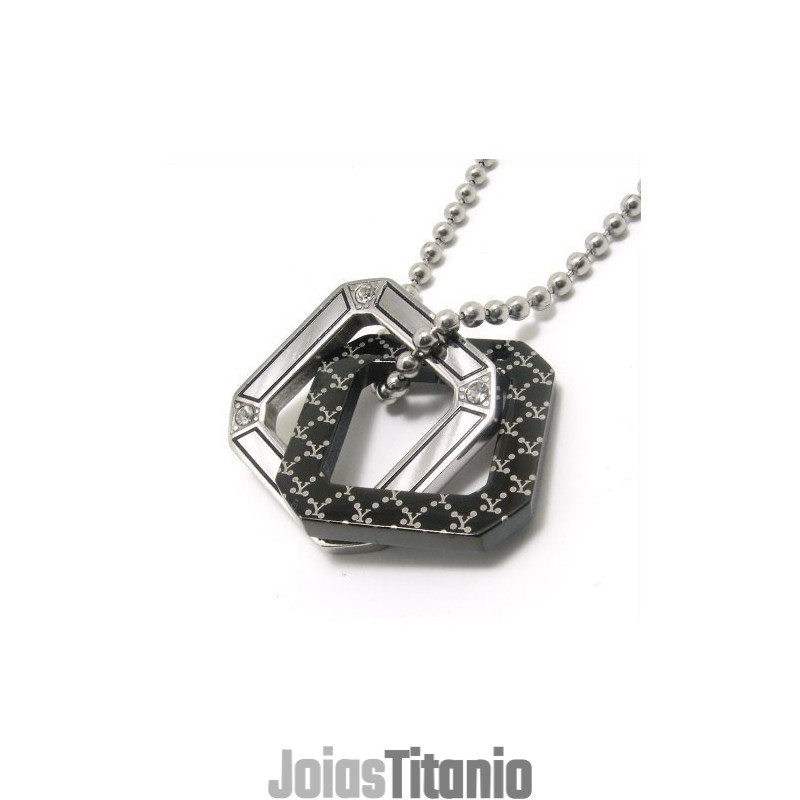 Colar Com Pingente De Titânio E Presente De Moda Com Dois Quadrados Colar Com Pingente De Titânio E Presente De Moda Com Dois Quadrados
