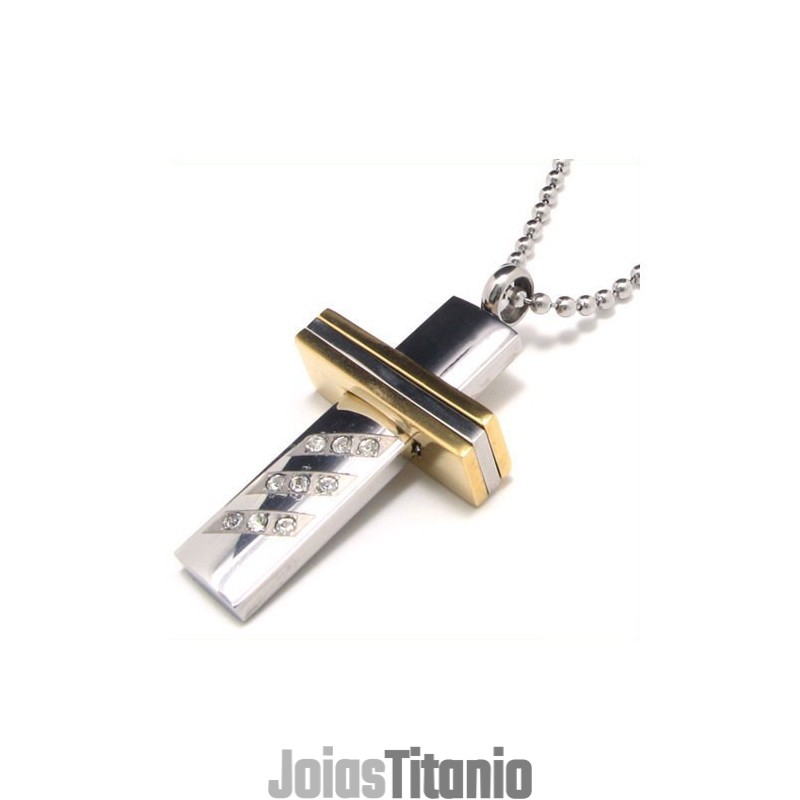 Colar Com Pingente De Cruz De Titânio Puro Masculino (Novo) Colar Com Pingente De Cruz De Titânio Puro Masculino (Novo)