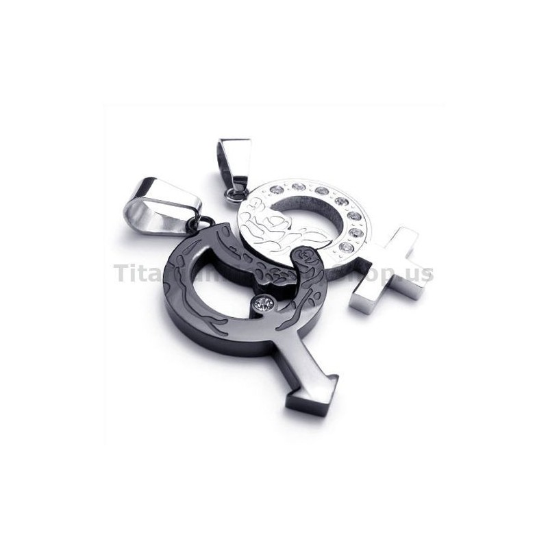 Pingentes De Titânio Preto Para Amantes Com Correntes Sem Diamantes Pingentes De Titânio Preto Para Amantes Com Correntes Sem Diamantes