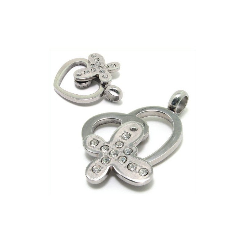 Colar Com Pingente De Diamante Em Titânio Em Forma De Coração