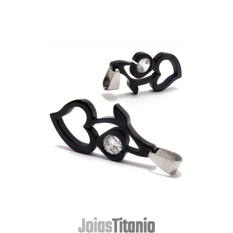 Colar Com Pingente De Diamante Em Titânio Em Formato De Coração