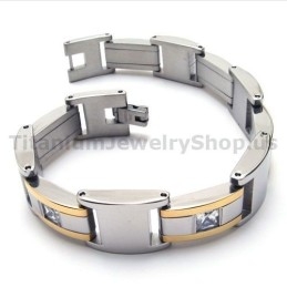 Pulseira Masculina De Titânio Com Diamantes