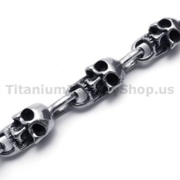 Pulseira Masculina De Titânio Com Caveira