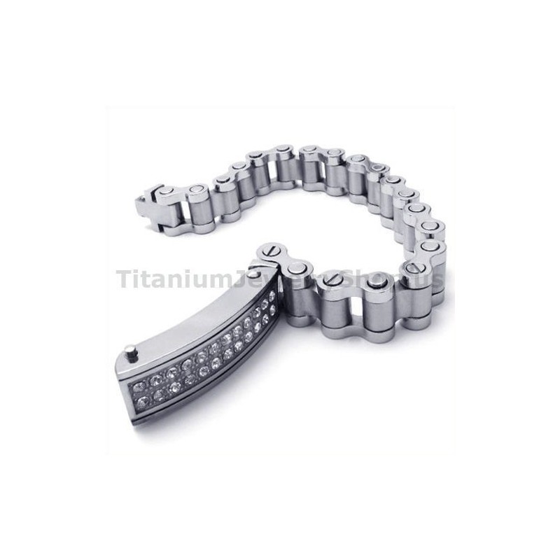 Pulseira Masculina De Titânio Com Diamantes Pulseira Masculina De Titânio Com Diamantes