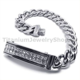 Pulseira Masculina De Titânio Com Diamantes