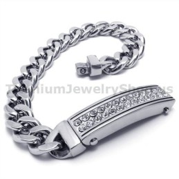 Pulseira Masculina De Titânio Com Diamantes