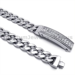 Pulseira Masculina De Titânio Com Diamantes