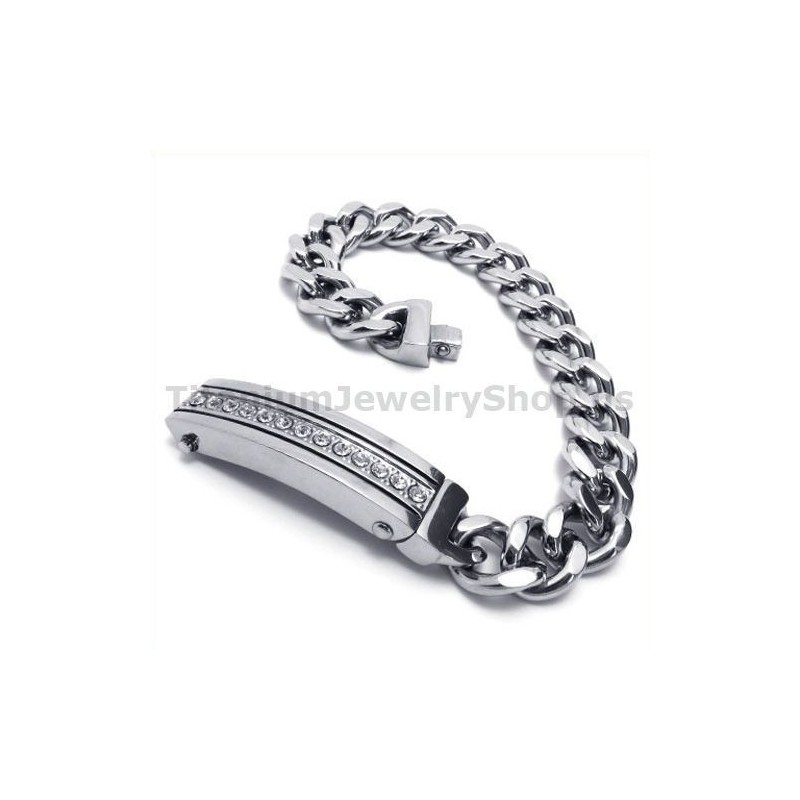 Pulseira Masculina De Titânio Com Diamantes