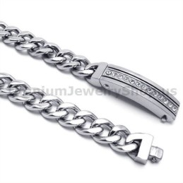 Pulseira Masculina De Titânio Com Diamantes