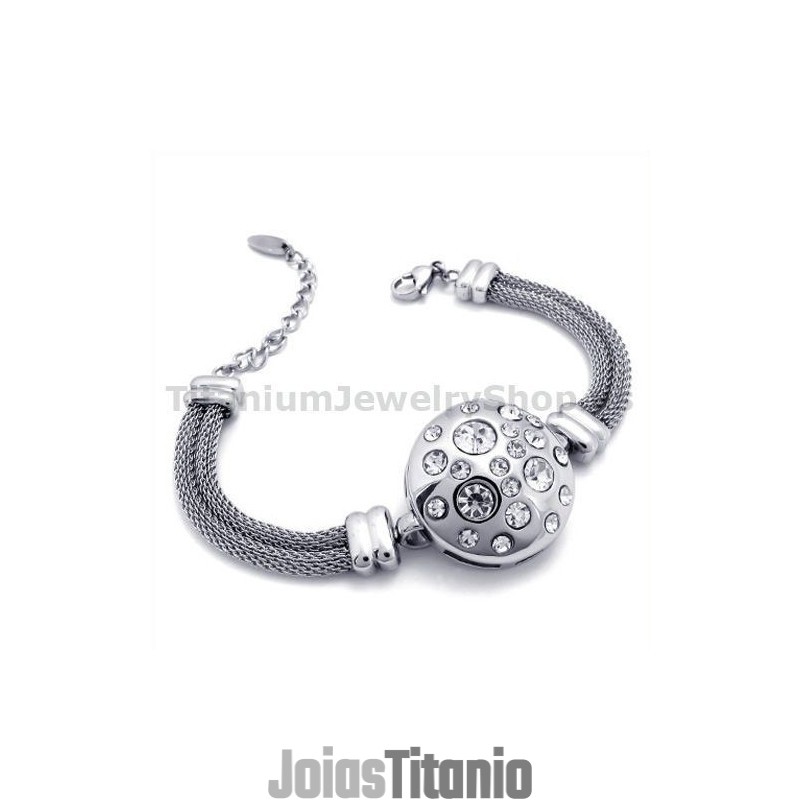 Pulseira Feminina De Titânio Com Diamantes Pulseira Feminina De Titânio Com Diamantes