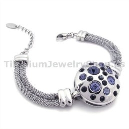 Pulseira Feminina De Titânio Com Diamantes
