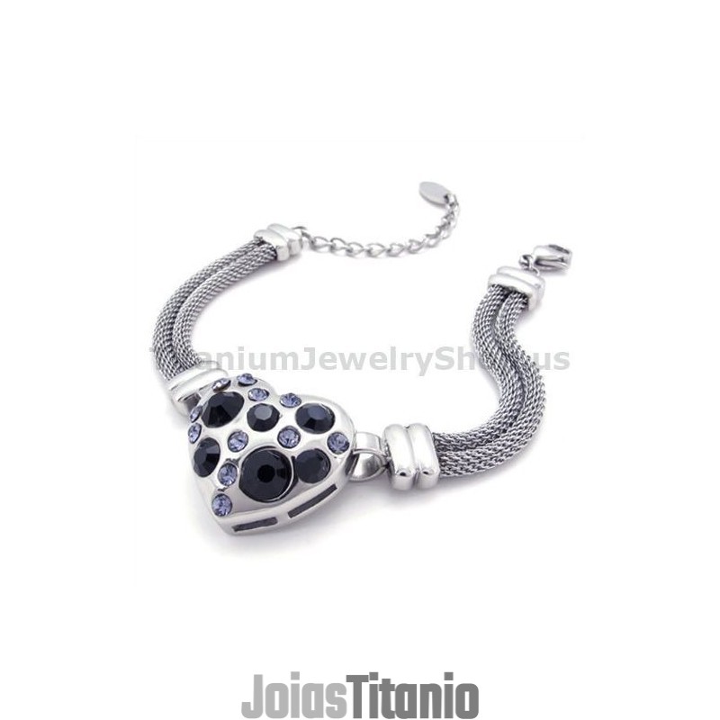 Pulseira Feminina De Titânio Com Diamantes Pulseira Feminina De Titânio Com Diamantes