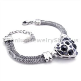 Pulseira Feminina De Titânio Com Diamantes