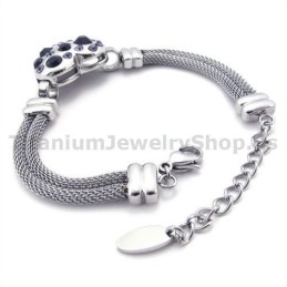 Pulseira Feminina De Titânio Com Diamantes
