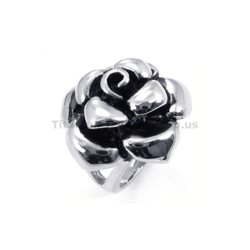 Anel De Titânio Com Flor