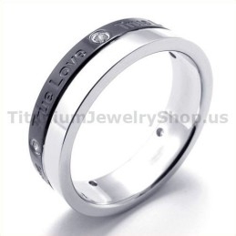 Anel De Titânio Preto Com Diamante True Love