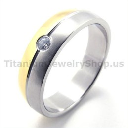 Anel De Titânio Com Diamante