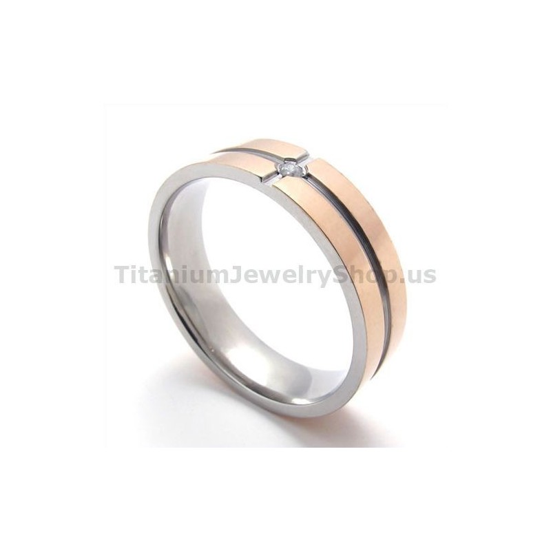 Anel De Titânio Gloden Com Diamante