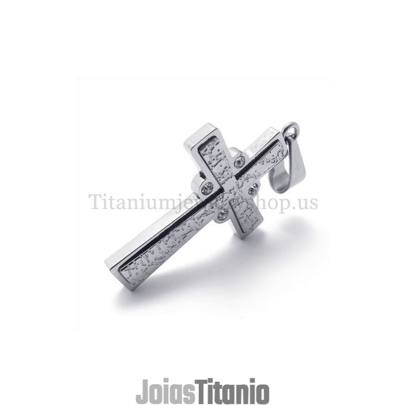Pingente De Cruz De Titânio Com Duas Camadas De Diamante Da Moda