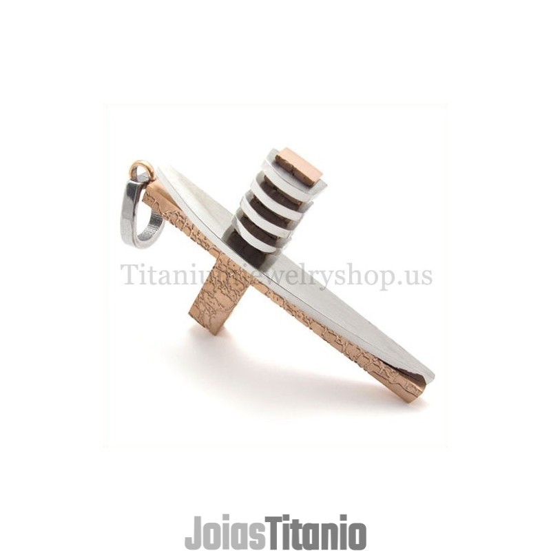 Pingente De Cruz De Titânio Masculino Com Formato Assimétrico E Dourado Pingente De Cruz De Titânio Masculino Com Formato Assimétrico E Dourado