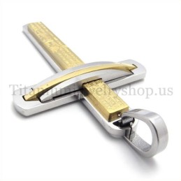 Pingente De Cruz De Titânio Dourado Com Duas Camadas