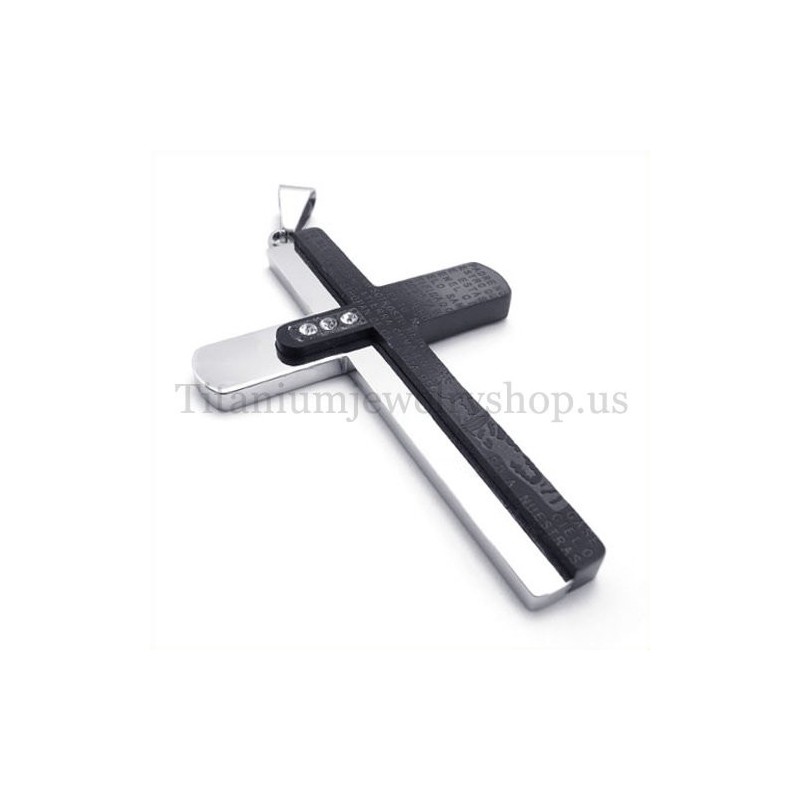 Pingente De Cruz De Titânio Com Duas Camadas Da Bíblia Pingente De Cruz De Titânio Com Duas Camadas Da Bíblia