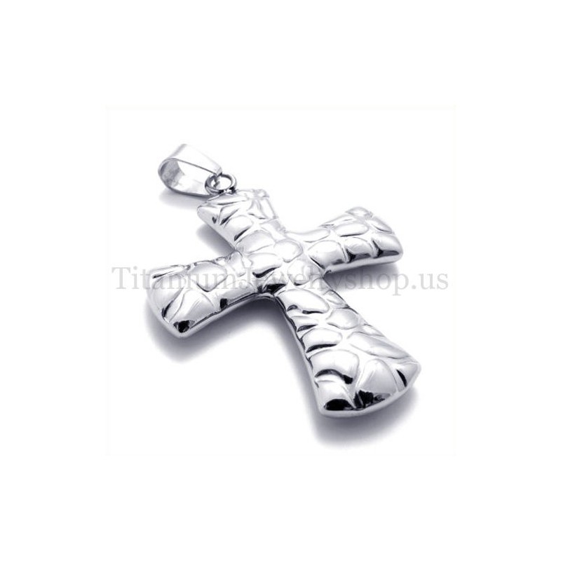Pingente De Cruz De Titânio Com Padrão De Paralelepípedos