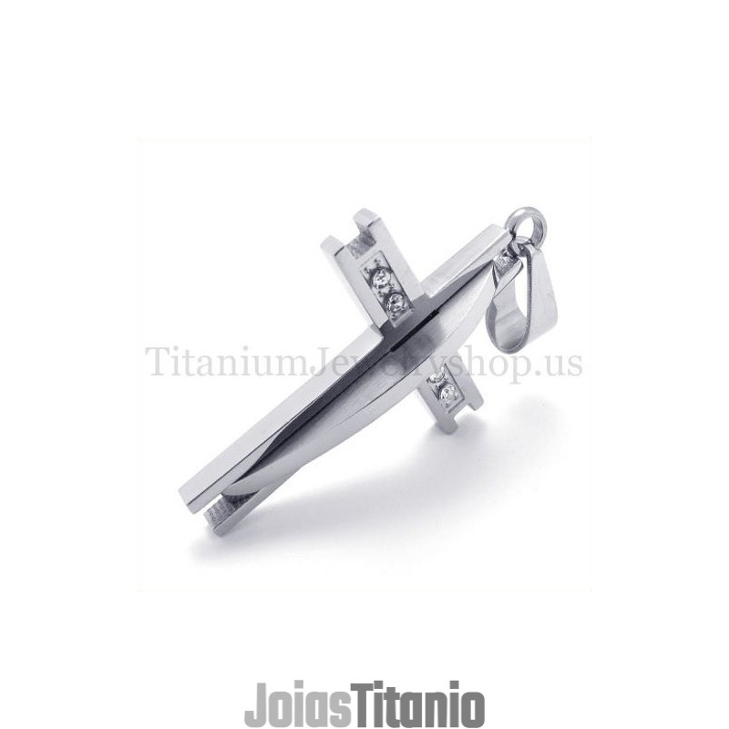 Pingente De Cruz De Titânio Da Moda Em Prata Com Diamante Pingente De Cruz De Titânio Da Moda Em Prata Com Diamante