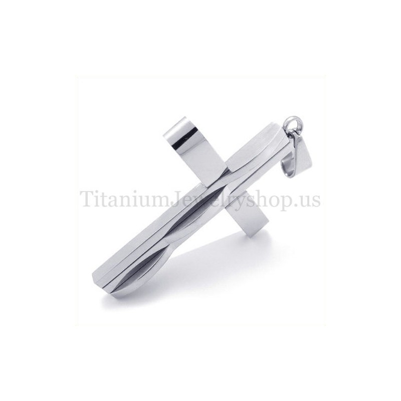Pingente De Cruz De Titânio Masculino Da Moda Em Prata