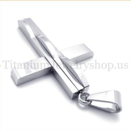 Pingente De Cruz De Titânio Masculino Da Moda Em Prata