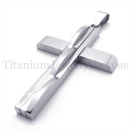 Pingente De Cruz De Titânio Masculino Da Moda Em Prata