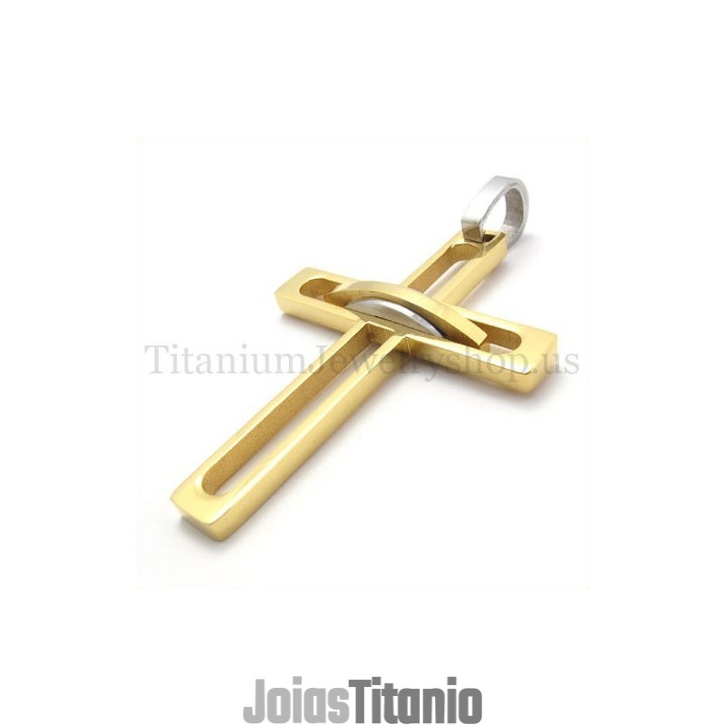 Pingente De Cruz De Titânio Da Moda Masculina Nobre Dourada Pingente De Cruz De Titânio Da Moda Masculina Nobre Dourada